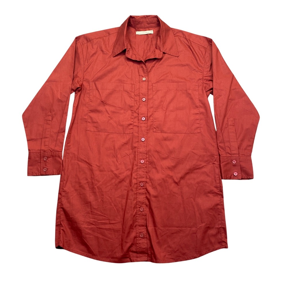 Abercrombie & Fitch Rust Orange‎ Long Sleeve Button Down Tunic Shirt Womens XSP